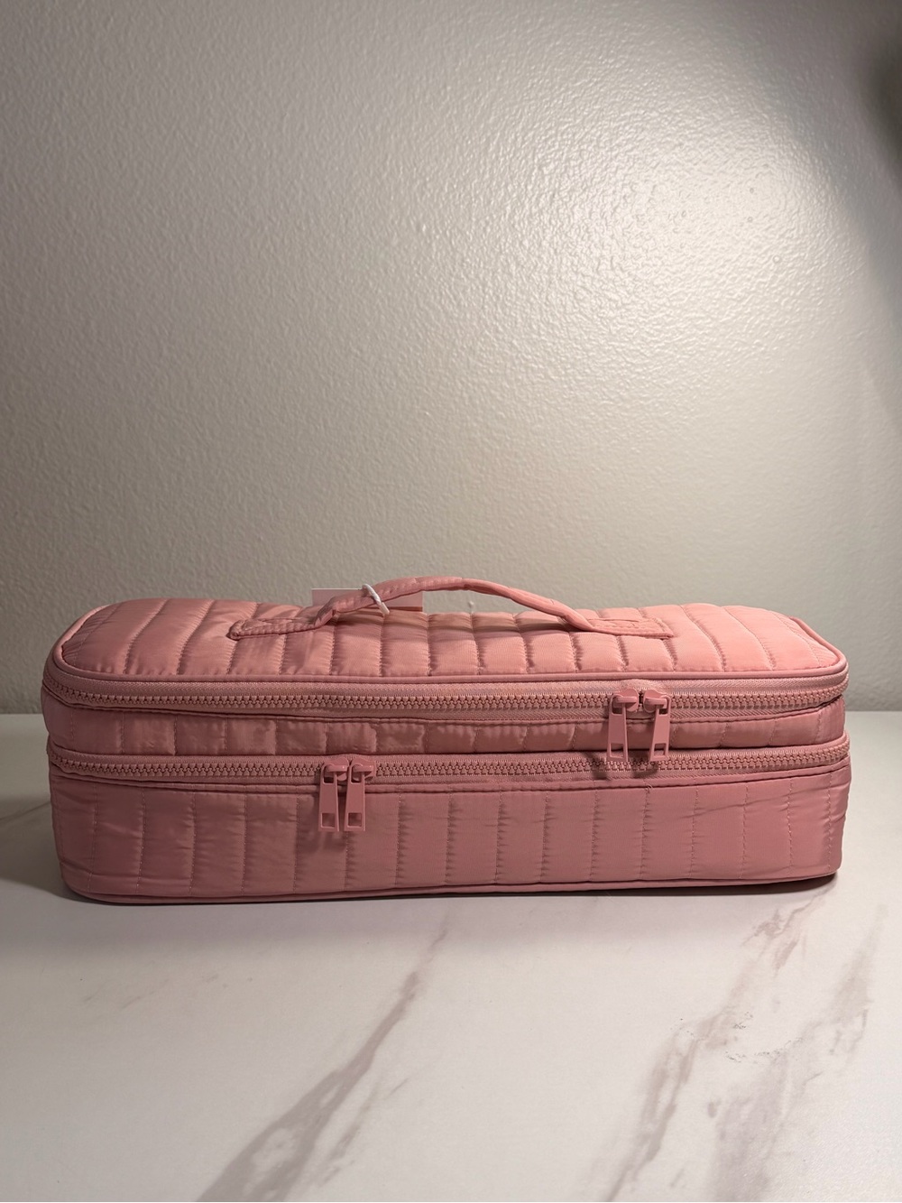 Pink Quilted Hair Tools Organizer Bag Double Layer Heat resistant travel case